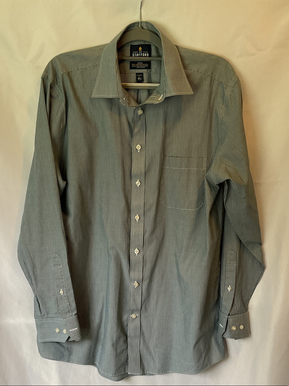 Stafford Men’s Navy- Gray Striped Dress Shirt